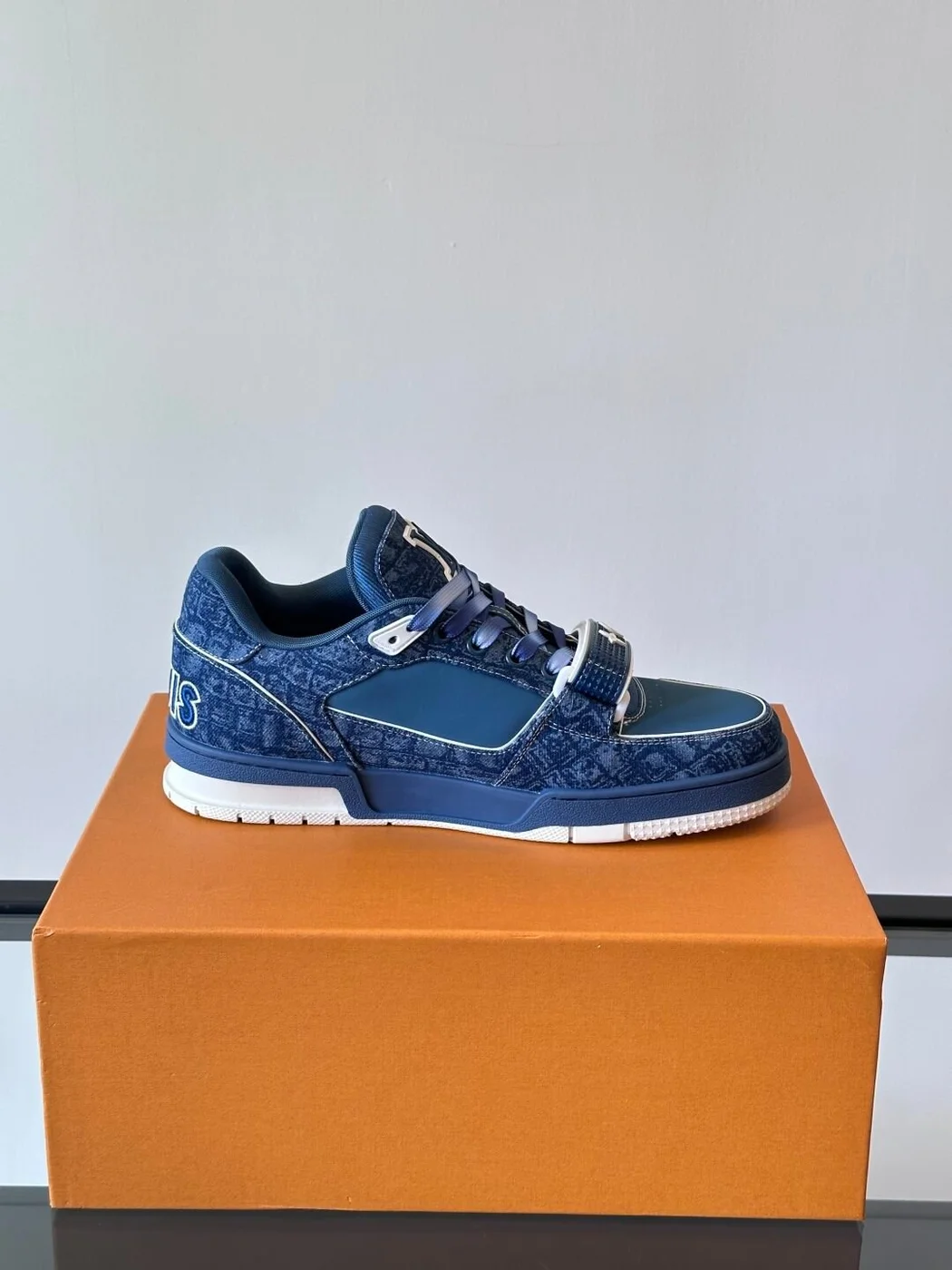 Louis Vuitton Men Navy Denim Sneakers product view 6