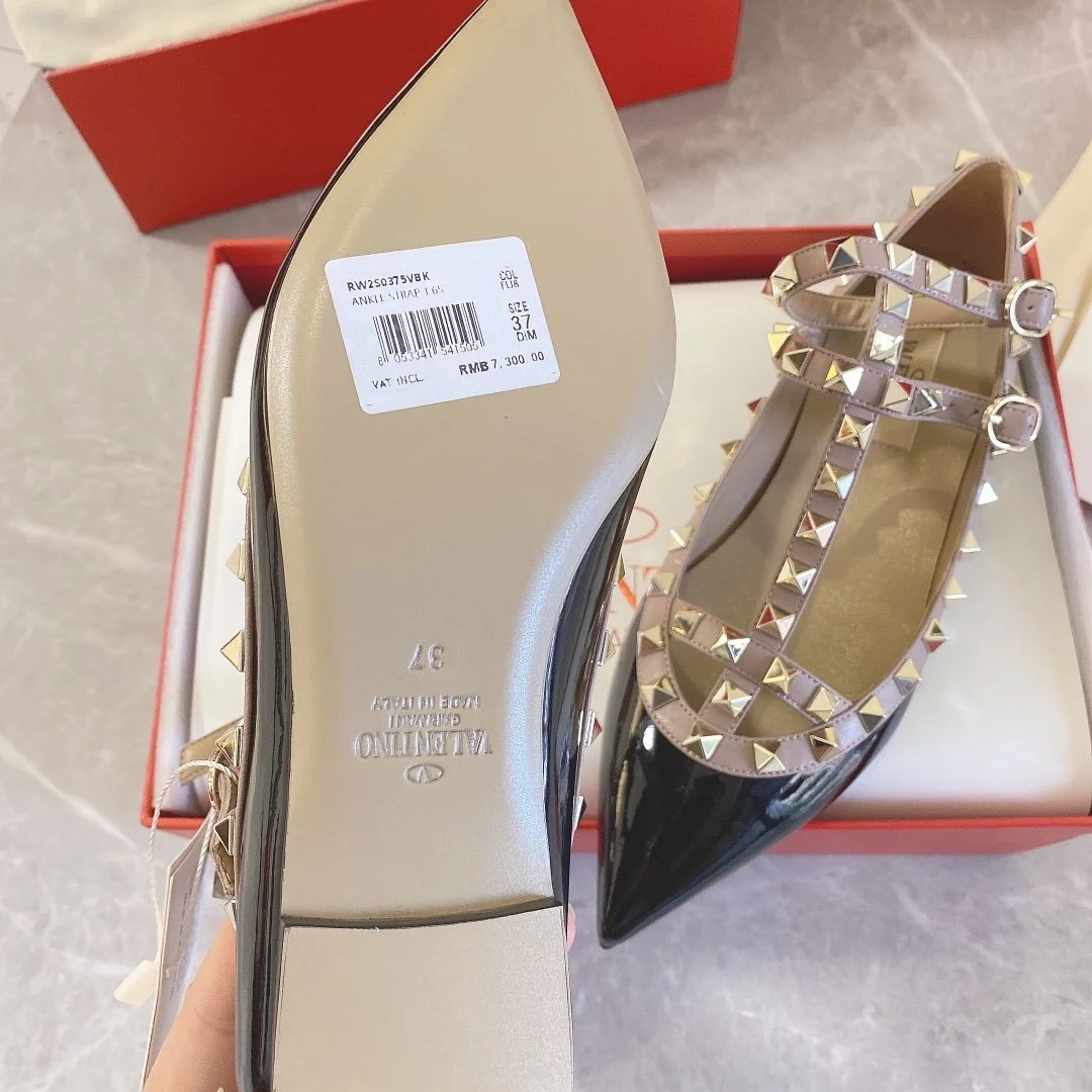 Valentino Women Black Patent Leather Studded Flats product view 5