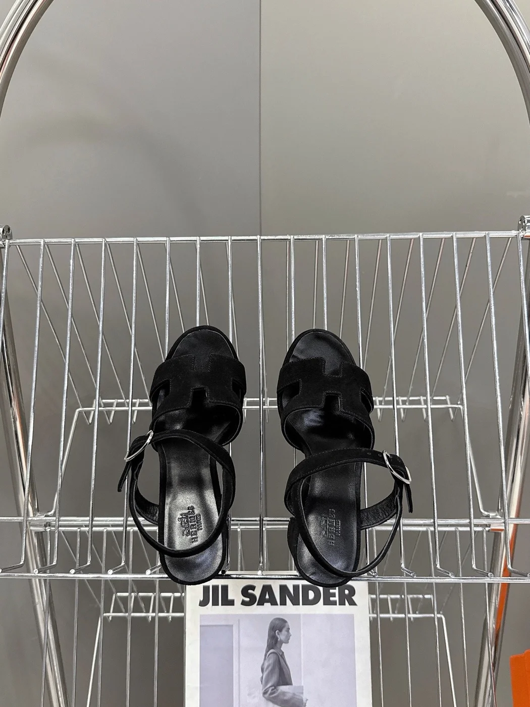 Hermès Women Black Suede Sandals product view 2