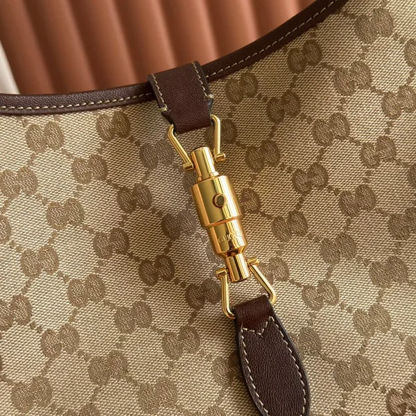 Gucci 25S Jackie Monogram 28 cm In Light Brown Canvas And Calfskin Bag product view 3