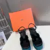 Hermès Women Dark Green Velvet Sandals product view 1