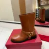 Valentino Women Brown Leather Mid-Calf Boots product view 5