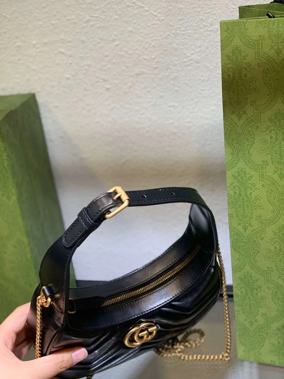Gucci GG Marmont Half Moon Handbag Black 24 cm product view 3
