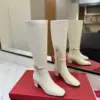 Valentino Women White Leather Knee High Boots — Plain Shaft product view 1