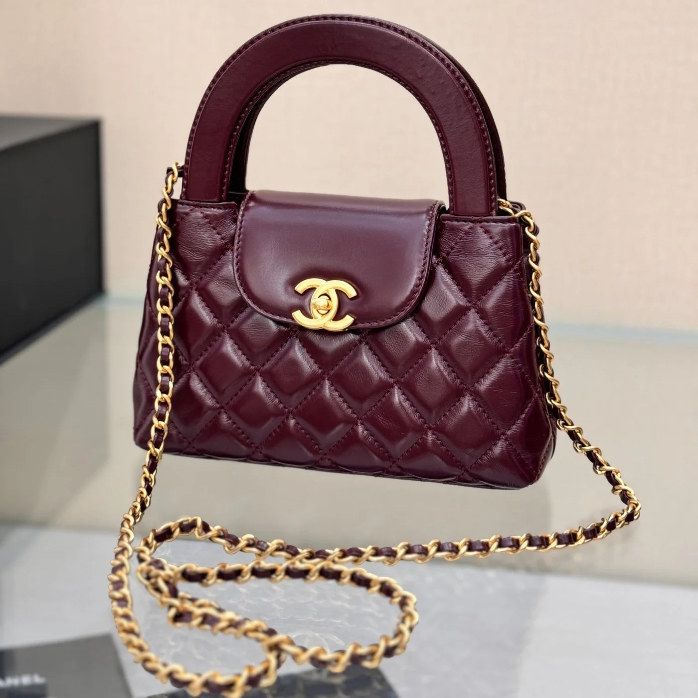 Chanel Kelly 19 In Wine Red Lambskin With Gold Hardware Bag product view 3