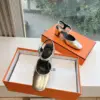 Hermès Women Silver Leather Square Toe Heels product view 4