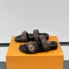 Louis Vuitton Men Brown Leather Logo Print Sandals product view 3
