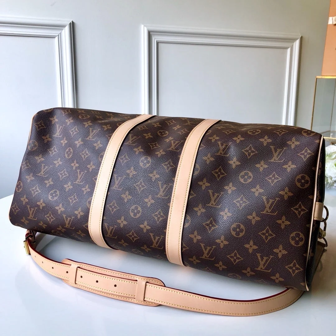 Louis Vuitton Monogram Canvas Keepall Bandoulière 55 Leather Duffle Bag product view 2
