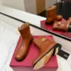 Valentino Women Brown Leather Ankle Boots product view 6