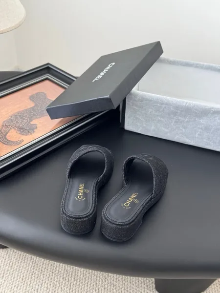 Chanel Women Black Fabric Slide Sandals product view 6