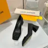 Louis Vuitton Women Black Block-Heel Pumps product view 3