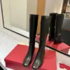 Valentino Women Black Leather Knee High Boots product view 4