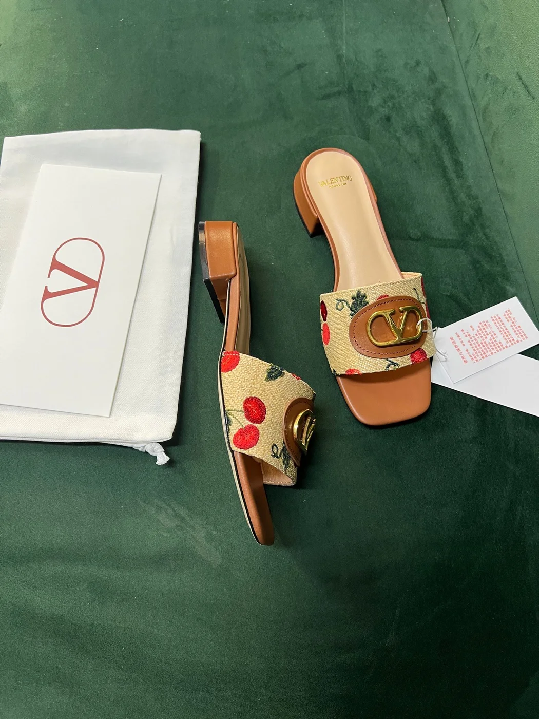 Valentino Women Brown Leather Canvas Floral Mules product view 4