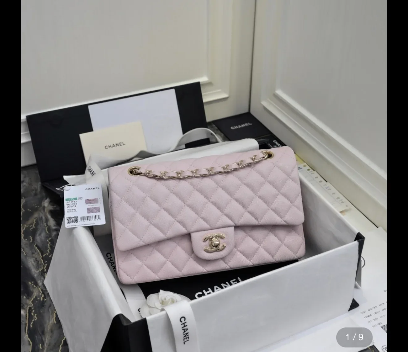 Chanel classic flap light pink gold hardware Bag product view 1