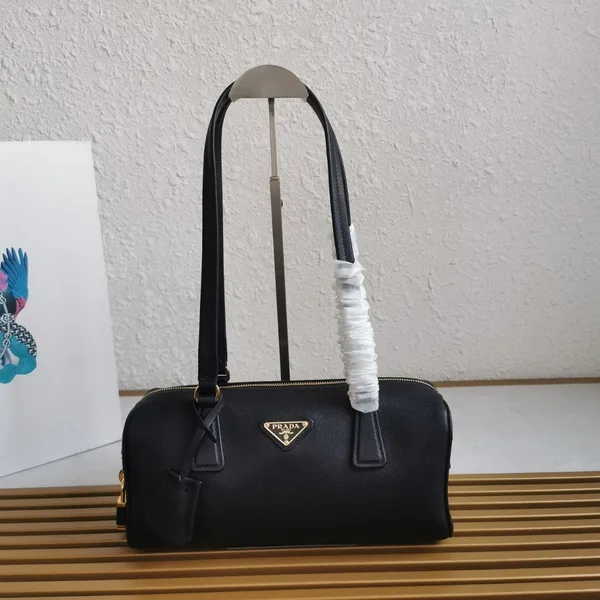 Prada Black Medium leather top-handle bag with padlock product view 1