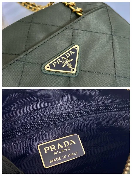 Prada Quilted Hobo Bag 19 In Pickle Green Handmade Nylon Gold Hardware product view 5