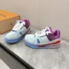 Louis Vuitton Women Blue White Leather Sneakers product view 3