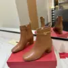 Valentino Women Brown Leather Ankle Boots product view 3