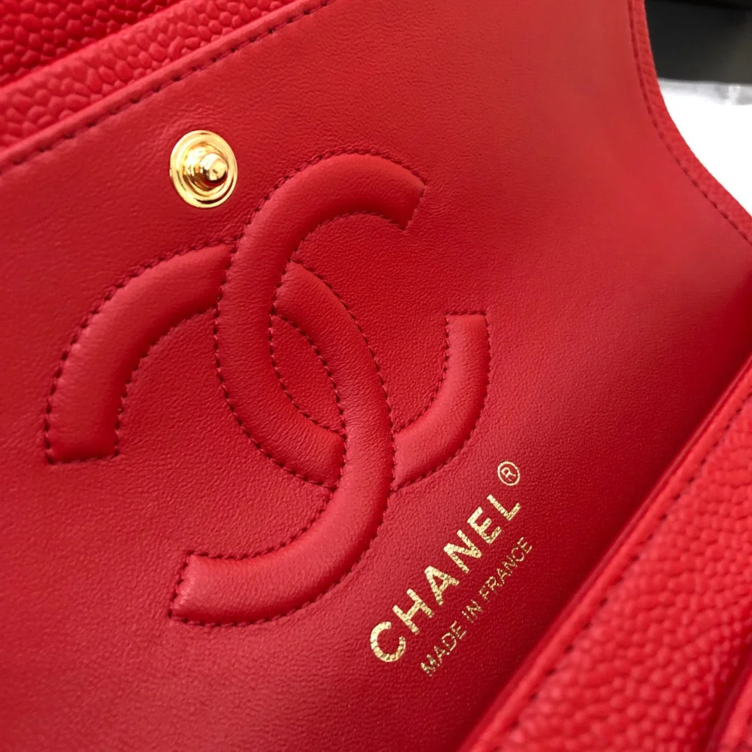 Chanel Flap Bag Medium 25 cm Red Caviar Gold Hardware product view 6
