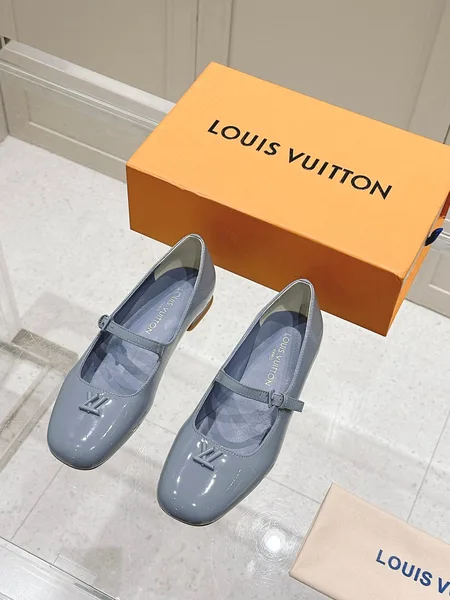 Louis Vuitton Women Light Blue Patent Leather Mary Jane Loafers product photo