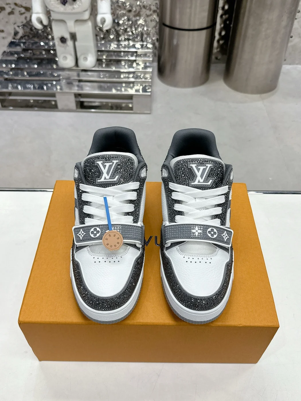 Louis Vuitton Women White Black Leather Sneakers product view 1