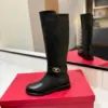 Valentino Women Black Leather Knee High Boots product view 5