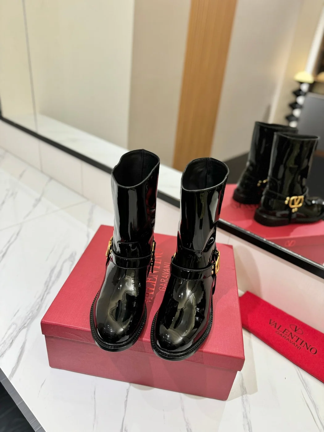 Valentino Women Black Patent Leather Boots product view 4