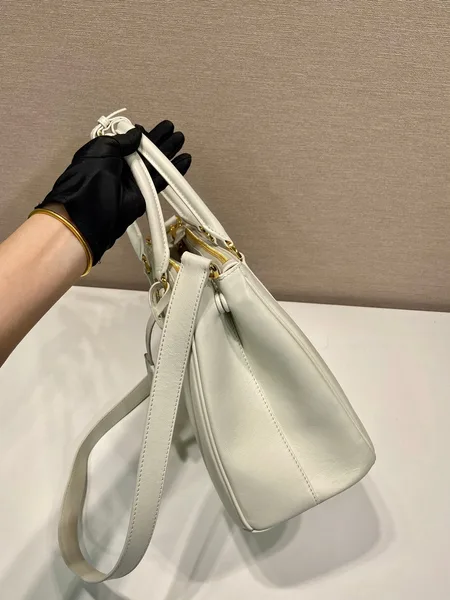 Prada Large Galleria Bag 32 In White Smooth Calfskin Gold Hardware product view 3