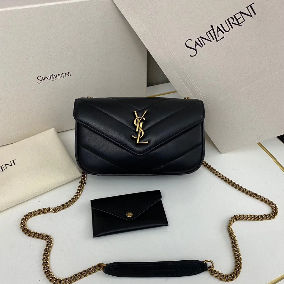 Saint Laurent Loulou medium in Matelassé Lambskin Black Bag product view 1