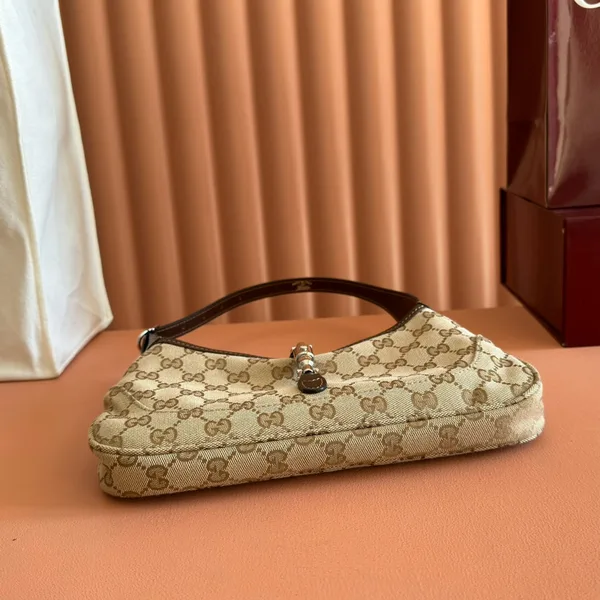 Gucci 25S Jackie Monogram 27 cm In Light Brown Canvas And Calfskin Bag product view 4