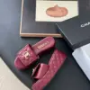 Chanel Women Burgundy Quilted Leather Slides product view 4