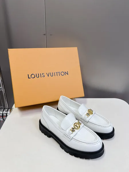 Louis Vuitton Women White Leather Loafers product view 1