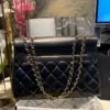Chanel Shopping Handbags Woman’s Black Leather 33x23x11cm product view 5