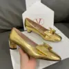 Valentino Women Gold Leather Bow Detail Pumps product view 5