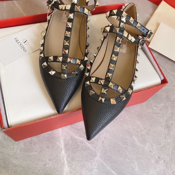 Valentino Women Black Leather Studded Flats product view 4