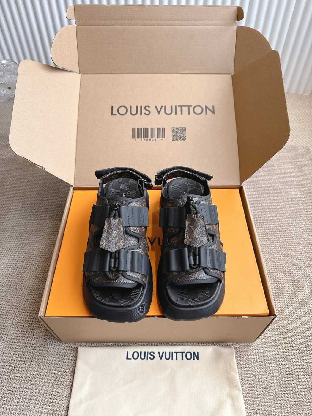 Louis Vuitton Women Brown Leather Patterned Sandals product view 1