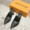 Louis Vuitton Women Black Patterned Leather Heels product view 1