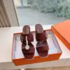 Hermès Women Brown Suede Leather Mules product view 3