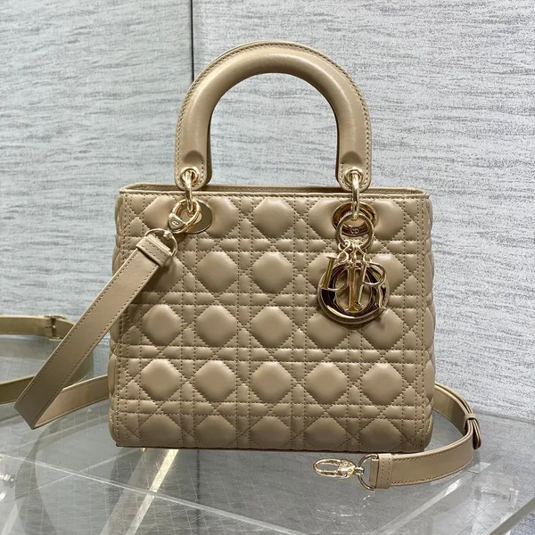 Dior Medium Lady Bag 24 In Powder Beige Gold Hardware product view 1