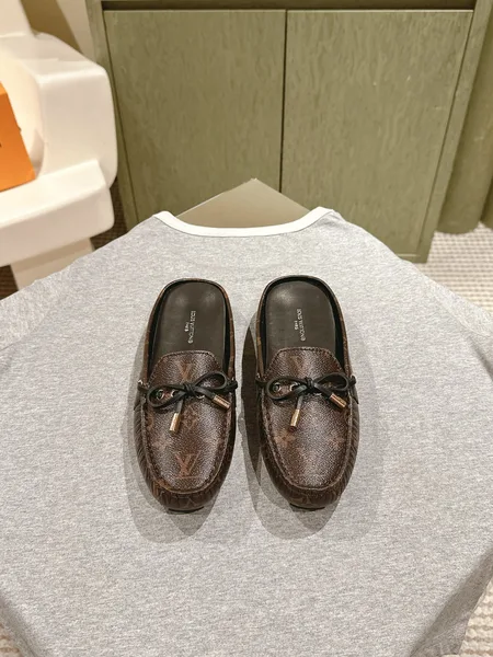 Louis Vuitton Women Brown Leather Loafers product photo