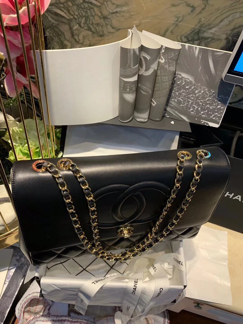 Chanel Shopping Handbags Woman’s Black Leather 33x23x11cm product view 3