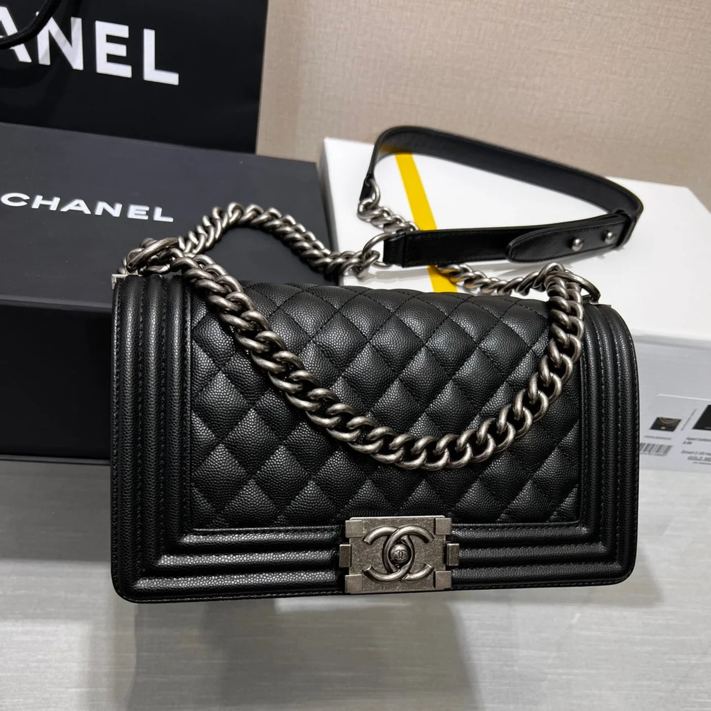 Chanel Boy Black Silver Hardware Woman’s 20 cm Bag product view 1