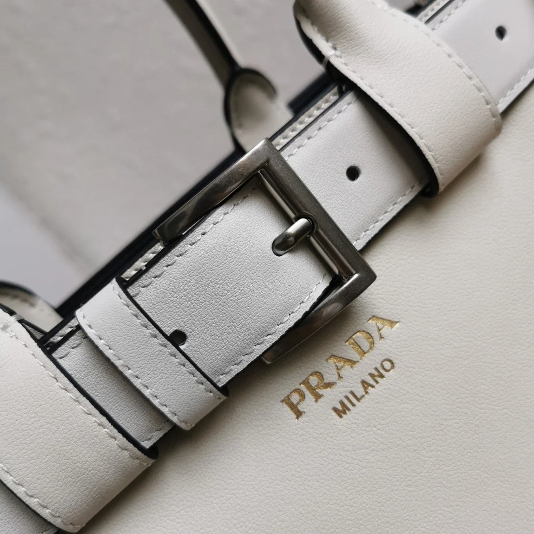 Prada White/Black Prada Buckle small leather handbag with belt product view 5