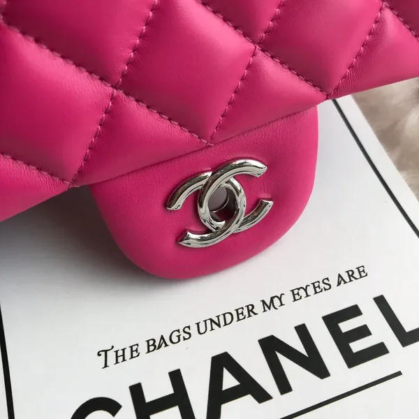 Chanel 20 Classic Small Double Flap Bag In Deep Pink Calfskin product view 4