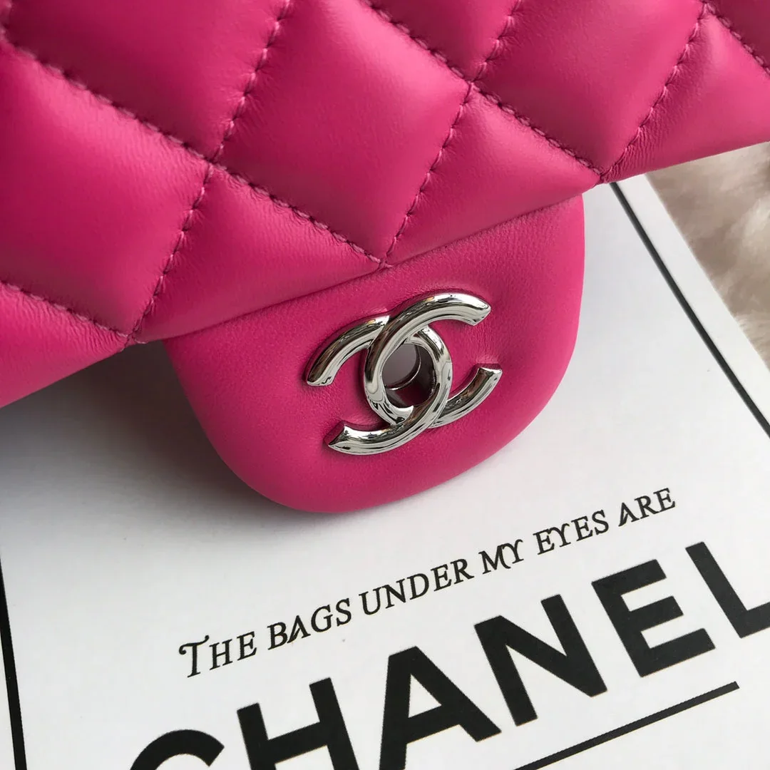 Chanel 20 Classic Small Double Flap Bag In Deep Pink Calfskin product view 4