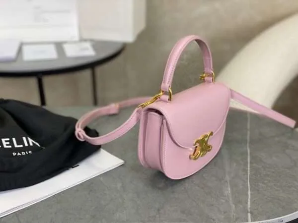 Celine Handle Shiny Wrinkled Leather Pink 15.5× .5x5cm Bag product view 5