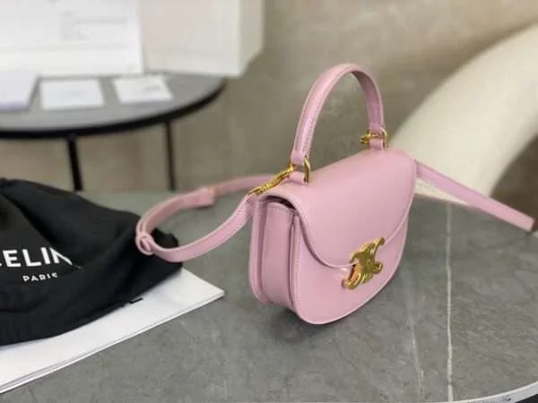 Celine Handle Shiny Wrinkled Leather Pink 15.5× .5x5cm Bag product view 5