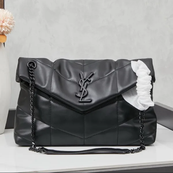 Saint Laurent Puffer Loulou medium shoulder bag in black product photo