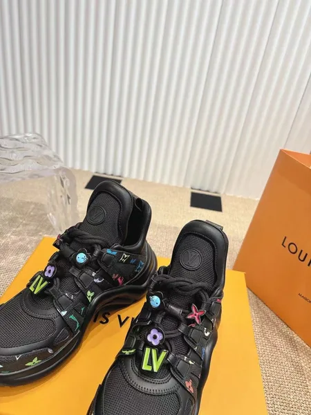 Louis Vuitton Women Black Mesh Multicolor Logo Sneakers product view 2