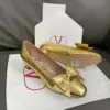 Valentino Women Gold Leather Bow Detail Pumps product view 3